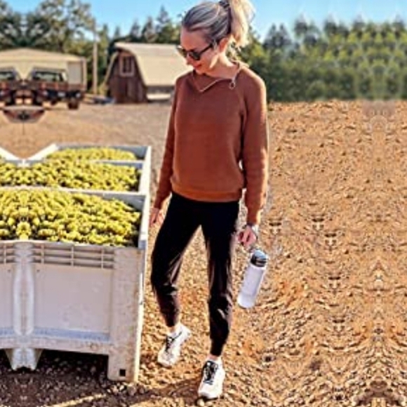 BTFBM Brown 1/4 Zip Ribbed Knit Turtleneck Sweater Size M - Picture 2 of 12